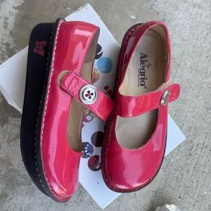 Alegria Pink Patent Leather Mules
